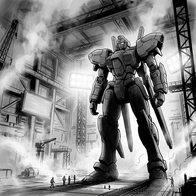 Cinematic Mecha Hangar Silhouette